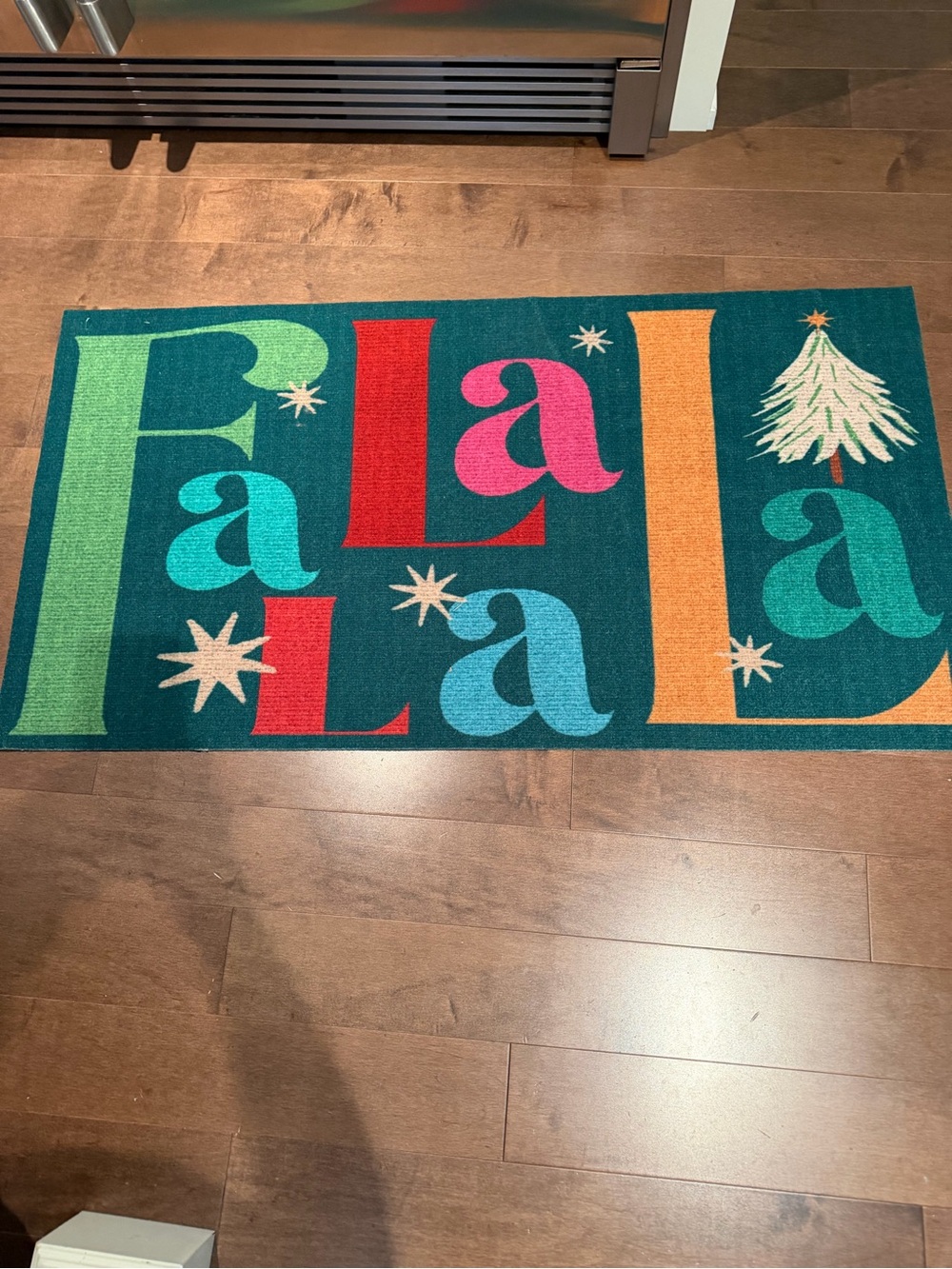 Teal 'Fa La La' Holiday Welcome Mat